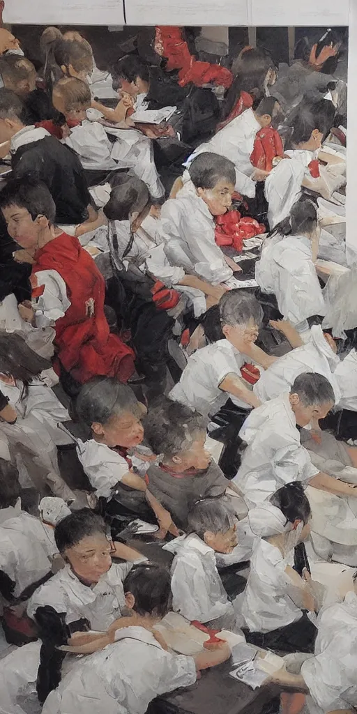 Image similar to oil painting scene from school by kim jung gi