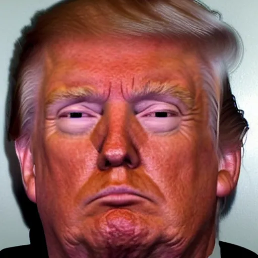 Image similar to donald trump mugshot, black eye, depressing