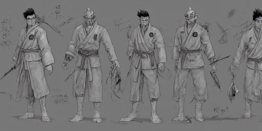 Image similar to ryu koshi, character sheet, concept design, contrast, kim jung gi, greg rutkowski, zabrocki, karlkka, jayison devadas, trending on artstation, 8 k, ultra wide angle, pincushion lens effect