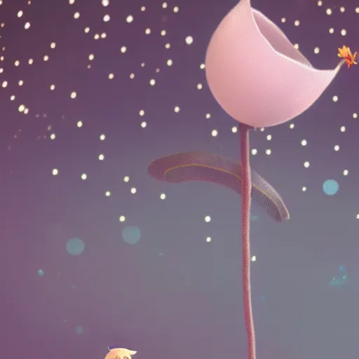 Image similar to the little prince with his rose illustration, bokeh, octane render, award winning