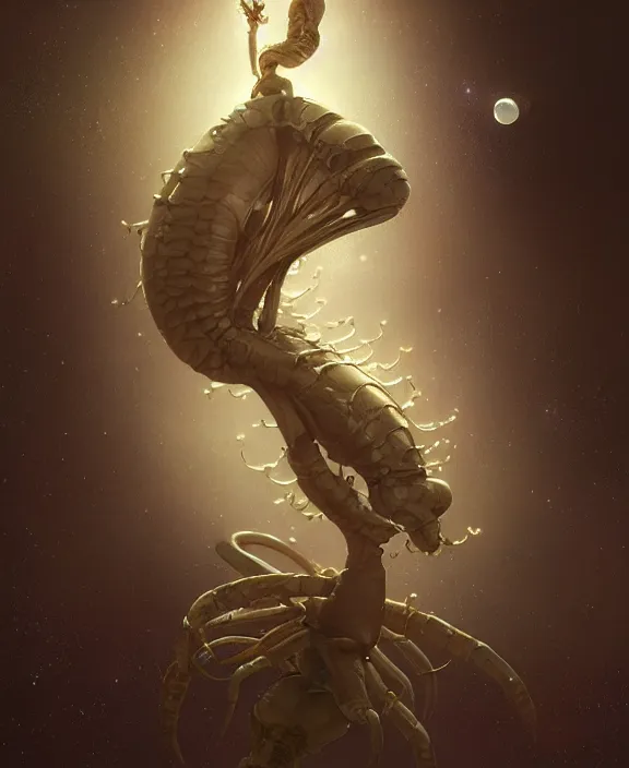 Image similar to simplicity, portrait of an alien insect fungus creature, adorable, childlike, milky way environment, ultra realistic, concept art, intricate details, cheerful, highly detailed, photorealistic, octane render, 8 k, unreal engine. art by christopher marley and artgerm and greg rutkowski and alphonse mucha