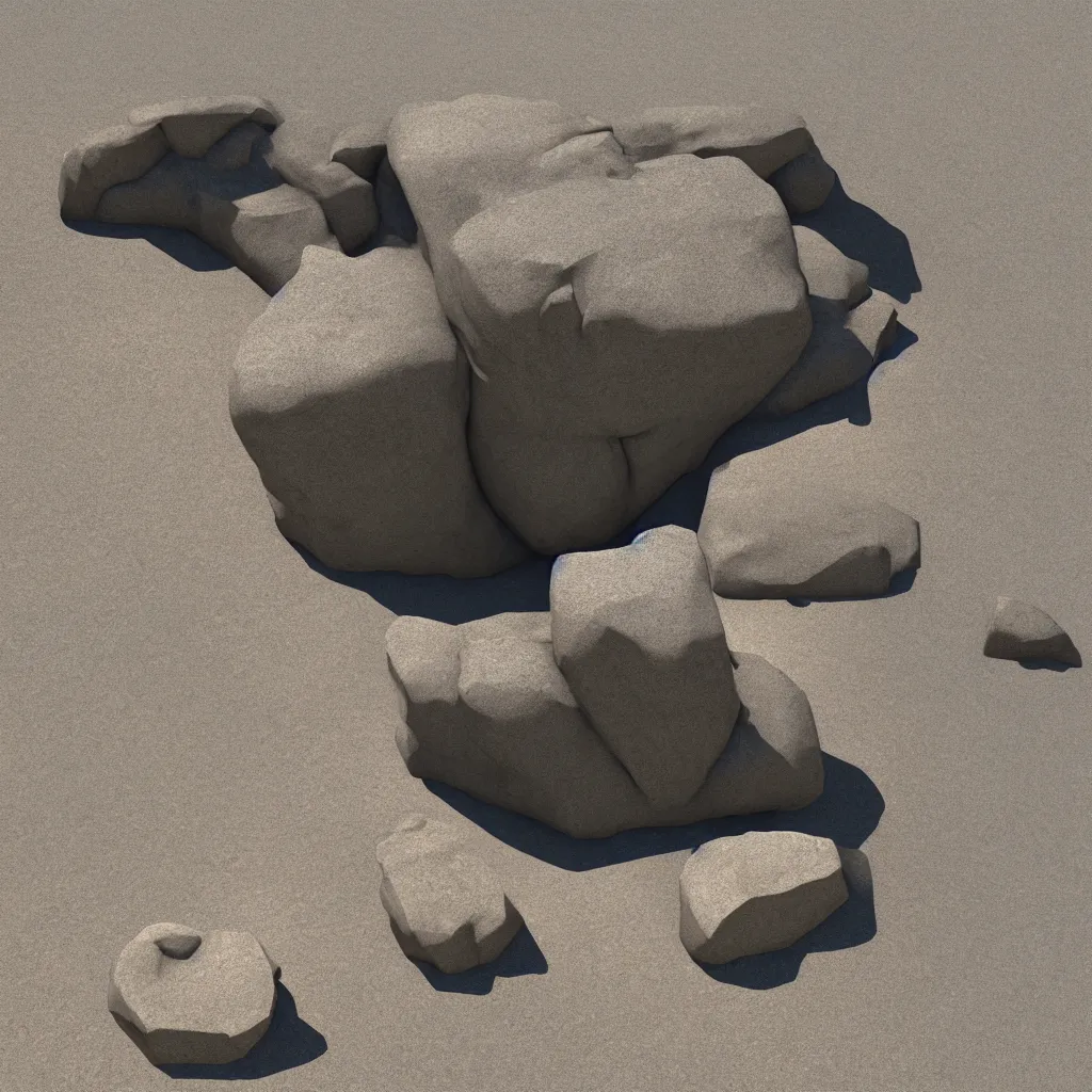 Prompt: a giant rock in the shape of a cat, the rock is in the sea, 3 d render, unreal engine