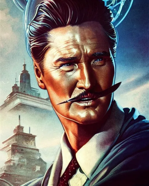 Prompt: Errol Flynn as a scientist. 1980s dystopian Soviet Russia, propaganda screens. Unreal engine, fantasy art by Greg Rutkowski. Faithfully depicted facial expression, perfect anatomy global illumination, radiant light, detailed and intricate environment