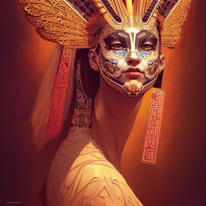 Prompt: symmetry! portrait of a sphinx!!, face decorated with chinese opera motifs, leds horizon zero dawn machine, intricate, elegant, highly detailed, digital painting, artstation, concept art, smooth, sharp focus, illustration, art by artgerm and greg rutkowski and alphonse mucha, 8 k