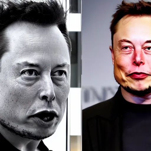 Image similar to elon musk with rhino horn angry