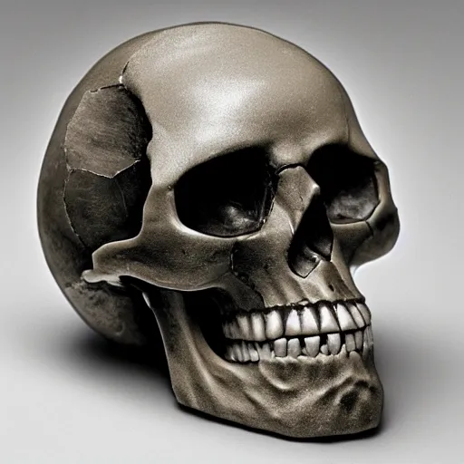 Prompt: a skull made out of glass