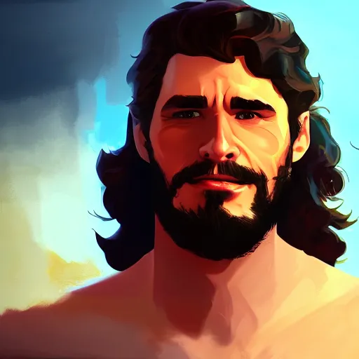 Image similar to Portrait of James Franco as young Heracles, mattepainting concept Blizzard pixar maya engine on stylized background splash comics global illumination lighting artstation lois van baarle, ilya kuvshinov, rossdraws