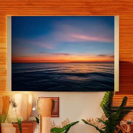 Prompt: a house by the sea during a beautiful sunset, photorealistic, high quality