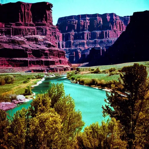 Prompt: photo, green river wyoming, kodak ektachrome 1 2 0,