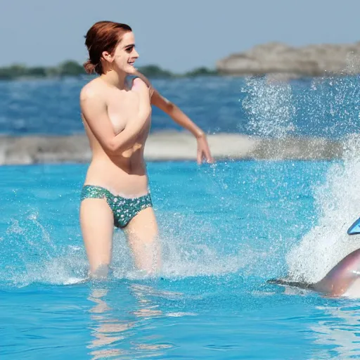 Image similar to emma watson Swim with Dolphins