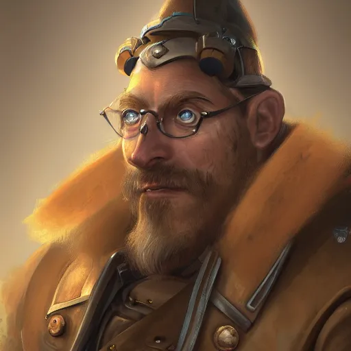 Image similar to a portrait painting of bardin goreksson steampunk engineer, artstation, 8 k, fantasy