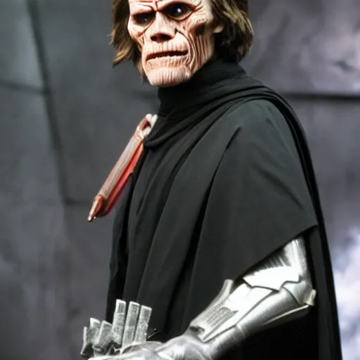 Image similar to Willem Dafoe as a Sith Lord, press photography