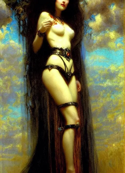 Image similar to gothic princess. by gaston bussiere. vertical portrait