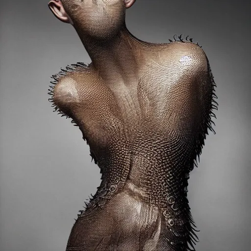 Image similar to a beautiful young centaur wearing iris van herpen couture, photographed by erwin olaf