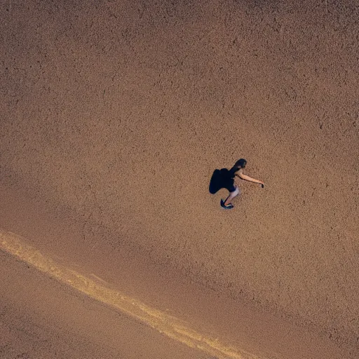 Image similar to satellite view of a man running on an abandoned road in a desert