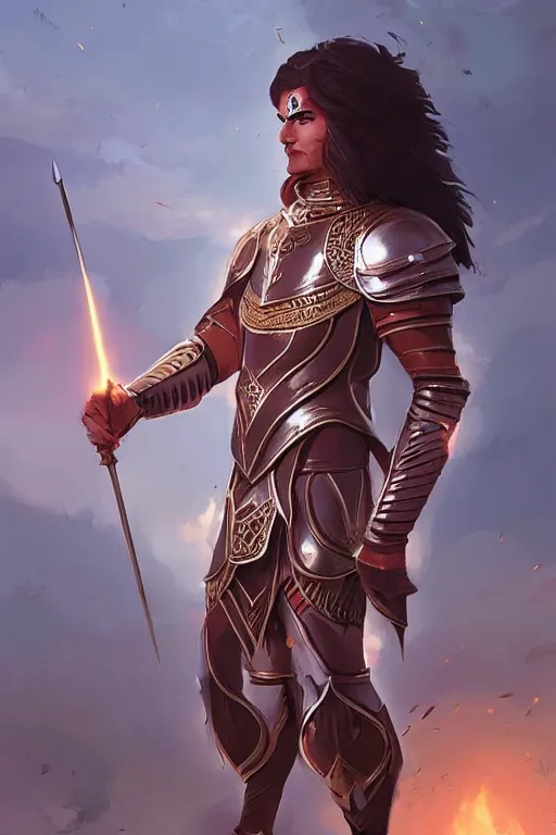 Prompt: Gorgeous armor mahabharata knight by ilya kuvshinov, krenz cushart, Greg Rutkowski, trending on artstation