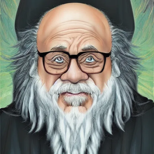 Prompt: anime portrait danny devito as gandalf