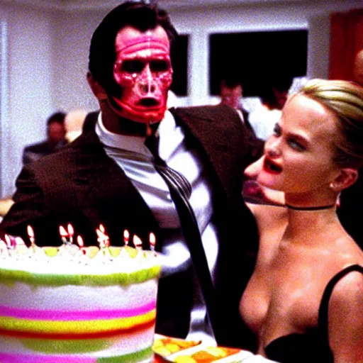 Prompt: Birthday party in American Psycho (1999)