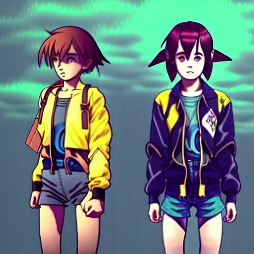 Image similar to beautiful boyish emma watson in majora's mask, wearing oversized mayan bomber jacket with overalls and leotard, bulky poofy bomber jacket with mayan patterns, aztec street fashion, gapmoe yandere grimdark, trending on pixiv fanbox, painted by greg rutkowski makoto shinkai takashi takeuchi studio ghibli, akihiko yoshida