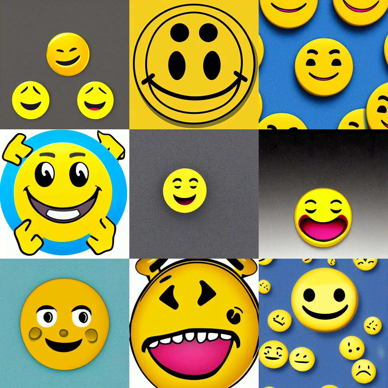 Prompt: single flat 2D IOS yellow smiling emoji, clip art
