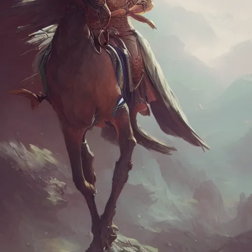 Image similar to asian woman holding an eagle on a horse, greg rutkowski, fantasy, intricate, elegant, highly detailed, digital painting, artstation, concept art, long shot, cinematic lighting