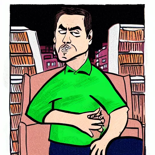 Image similar to A pundit, in the style of Matt Bors, comic illustration