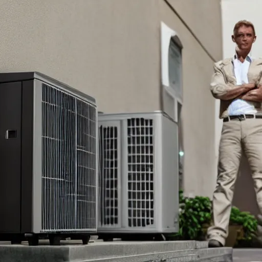 Prompt: normal fear of a air conditioner that is a big fan of james bond new movie ai generated cinematic lost jobs