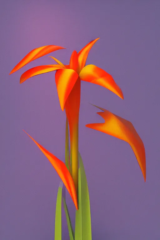 Image similar to a colorful, metallic strelitzia, ( ( ( ( jonathan zawada ) ) ) ) a computer rendering by agnes lawrence pelton, featured on polycount, computer art, rendered in cinema 4 d, octane render, rendered in maya