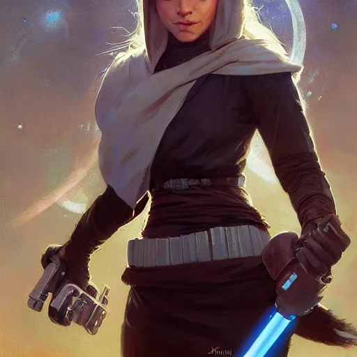 Prompt: cat girl as a jedi star wars by Stanley Artgerm Lau, greg rutkowski, thomas kindkade, alphonse mucha, loish, norman Rockwell