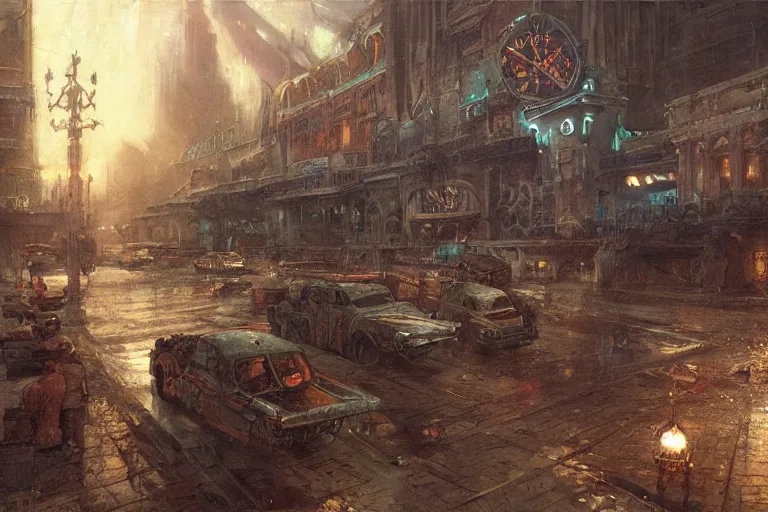 Prompt: A run down casino, moody scene, highly detailed, intricate, sharp details, dystopian mood, 1950 scene by gaston bussiere, craig mullins, somber lighting, drawn by Giacomo Burattini, inspired by graphic novel cover art
