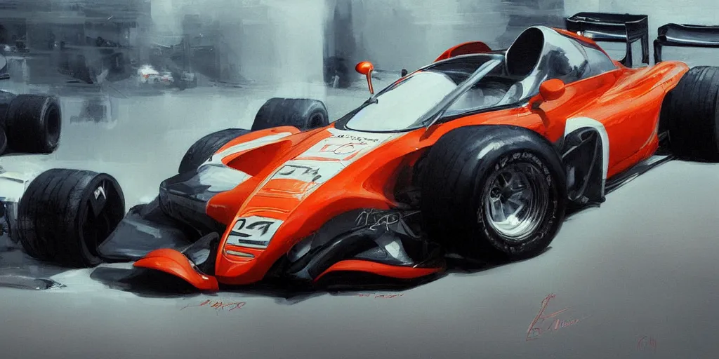 Prompt: a cinematic painting of a 2 0 0 4 mclaren f 1 race car by greg rutkowski, rim light, highly detailed, beautiful