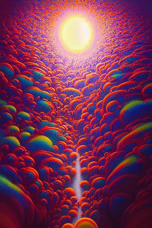 Prompt: hyperrealistic close-up baroque psychedelic!! celestial organic thing!! peaceful kind spirit of nature highly detailed concept art eric zener elson peter cinematic hard rainbow lighting high angle hd 8k sharp shallow depth of field, inspired by Zdzisław Beksiński