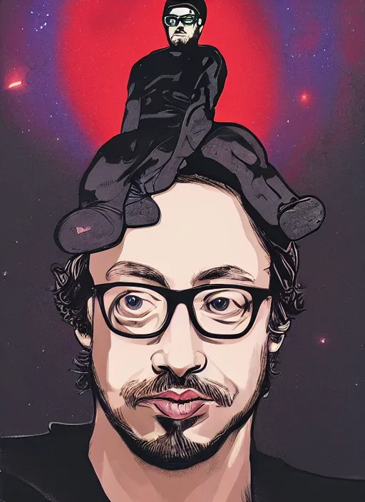 Prompt: Sam Hyde by Vincent Di Fate, rule of thirds, sigma look, beautiful, smooth, in intergalactic hq