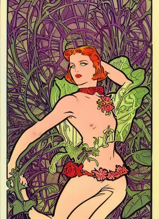 Image similar to a beautiful young woman. she is a flower fairy. well composed, clean elegant painting, beautiful detailed face. retro comic book art by steve ditko and jack kirby and ( alphonse mucha )