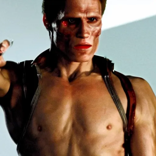 Image similar to Live Action Still of Jerma in The Terminator, real life, hyperrealistic, ultra realistic, realistic, highly detailed, epic, HD quality, 8k resolution, body and headshot, film still