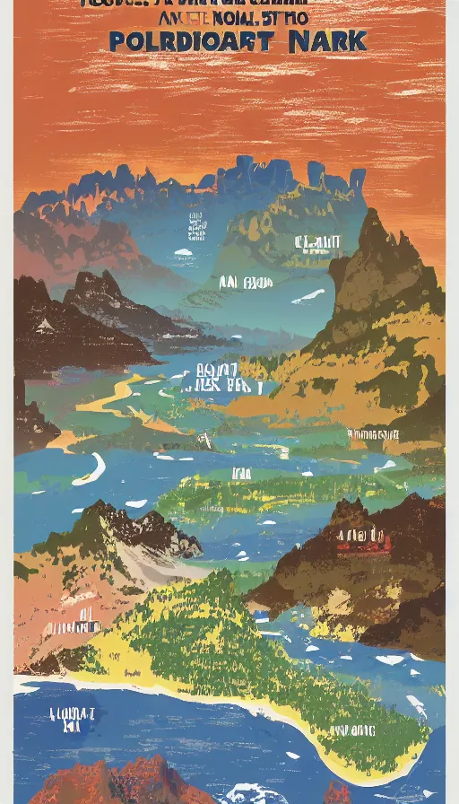 Prompt: a national parks poster for a place that doesn't exist