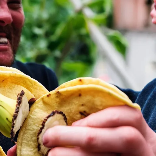 Prompt: a banana eating a taco
