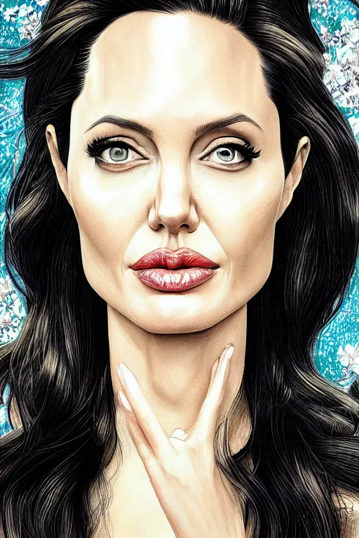 Image similar to Angelina Jolie, victo ngai, artgerm portrait