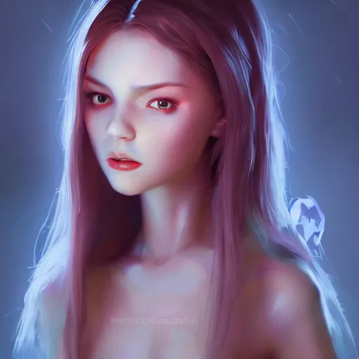 Image similar to Portrait of beautiful girl, huggy wuggy from poppy playtime video game, fullbody, ultra high detailed, oil painting, Greg Rutkowski, Charlie Bowater, Yuumei, Yanjun Cheng, unreal 5, DAZ, hyperrealistic, octane render, RPG portrait, dynamic lighting, fantasy art, beautiful face