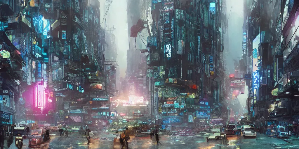 Prompt: a guatemalan crowded cyberpunk city with the fifth element vibe with neon ads and signs with evocative dramatic mood with blade runner vibe with cars and floating vehicles with motion blur with depth of field with bloom with lightshaft with volumetric lights, fog, by jeremy mann, oscar winning graphics, photo realistic, bloom, imax, dynamic lighting, artstation,