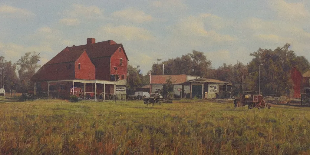 Image similar to beautiful oil painting of bishop hill colony illinois by olof krans