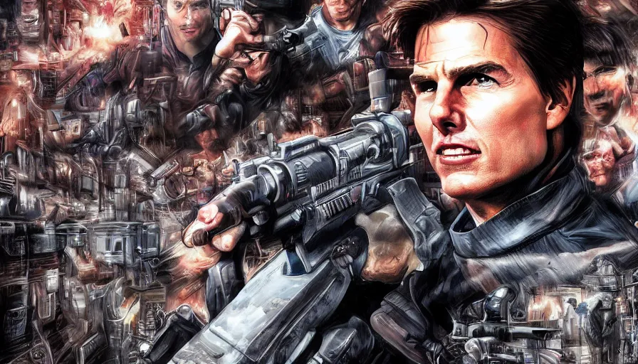 Prompt: Tom Cruise, comics style, hyperdetailed, artstation, cgsociety, 8k