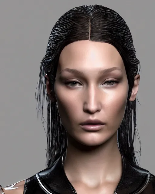 Image similar to a highly detailed metahuman 8 k close up render of bella hadid in iris van herpen agent provacateur made in unreal engine 4