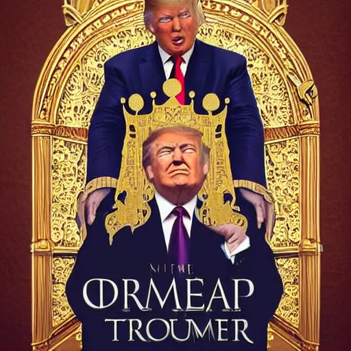 Prompt: donald trump as a medieval king before his gold castle, game of thrones style, digital art, golden hour, amazing, high quality, trending on artstation