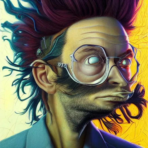 Image similar to dream mohawk projector portrait by gaston bussierre and charles vess and james jean and erik jones and rhads, inspired by rick and morty, epic, funny, huge scale, beautiful fine face features, intricate high details, sharp, ultradetailed