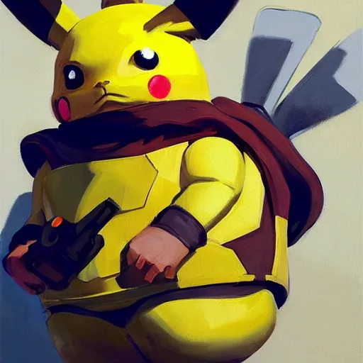 Prompt: greg manchess portrait painting of partially armored pikachu as overwatch character, medium shot, asymmetrical, profile picture, organic painting, sunny day, matte painting, bold shapes, hard edges, street art, trending on artstation, by huang guangjian and gil elvgren and sachin teng