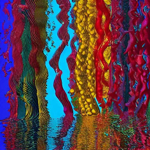 Image similar to liquid people dancing under the sea by lynda benglis, hyperrealistic, shadows, high detail, digital art