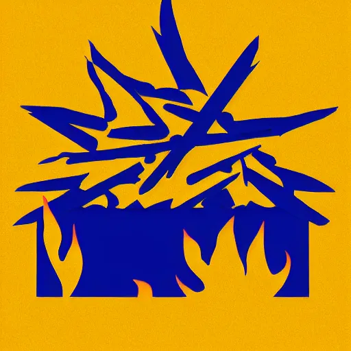 Prompt: a crackling fire in front of illustrated stars, astrophotography, photograph with flat color elements, paper cutout style