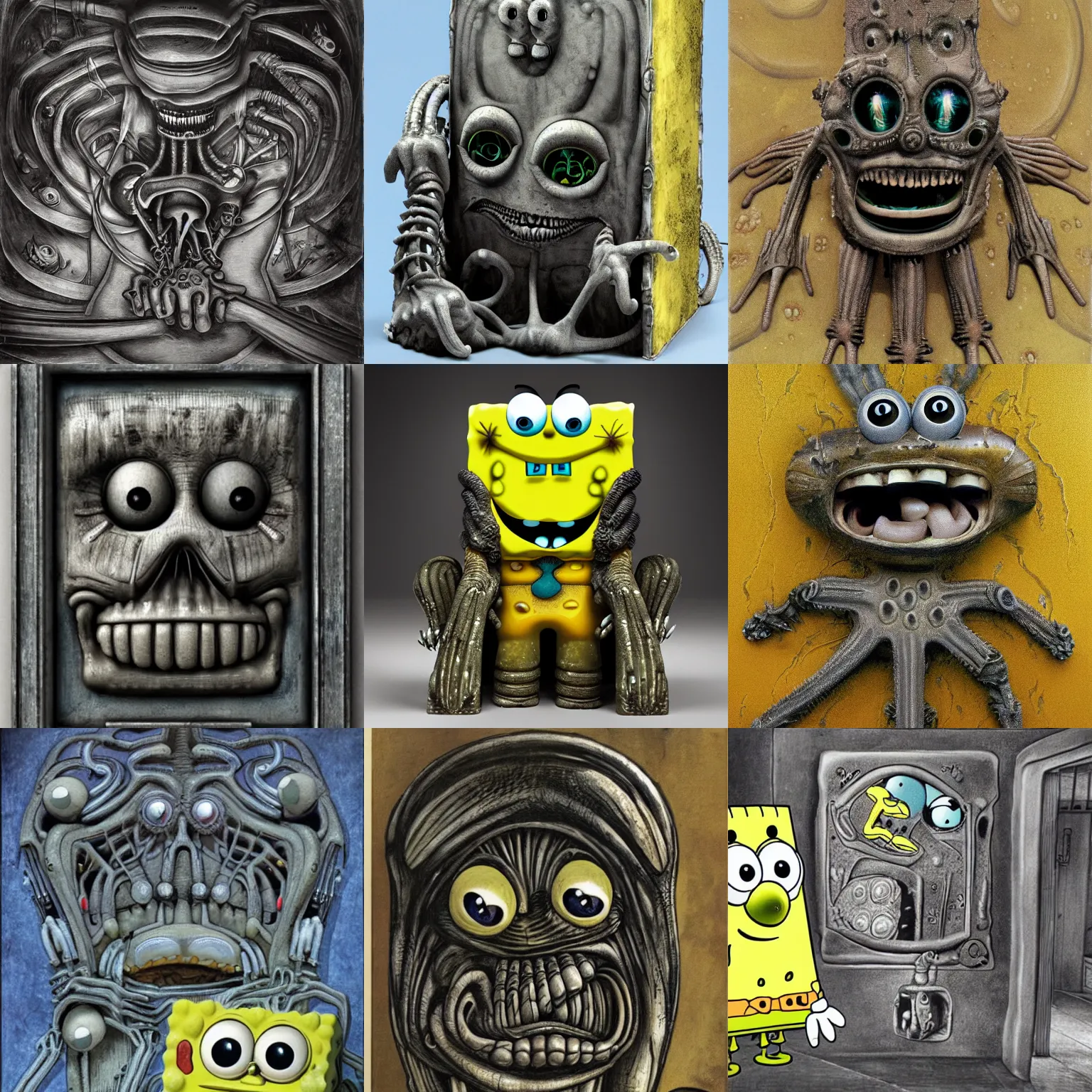 Prompt: giger, h. r - spongebob