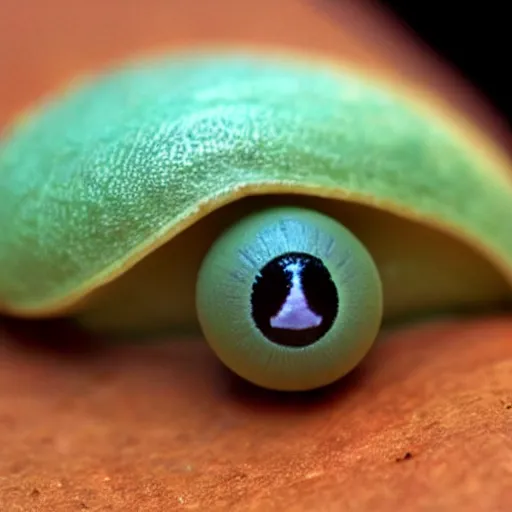 Image similar to a slug with an eyeball on its back